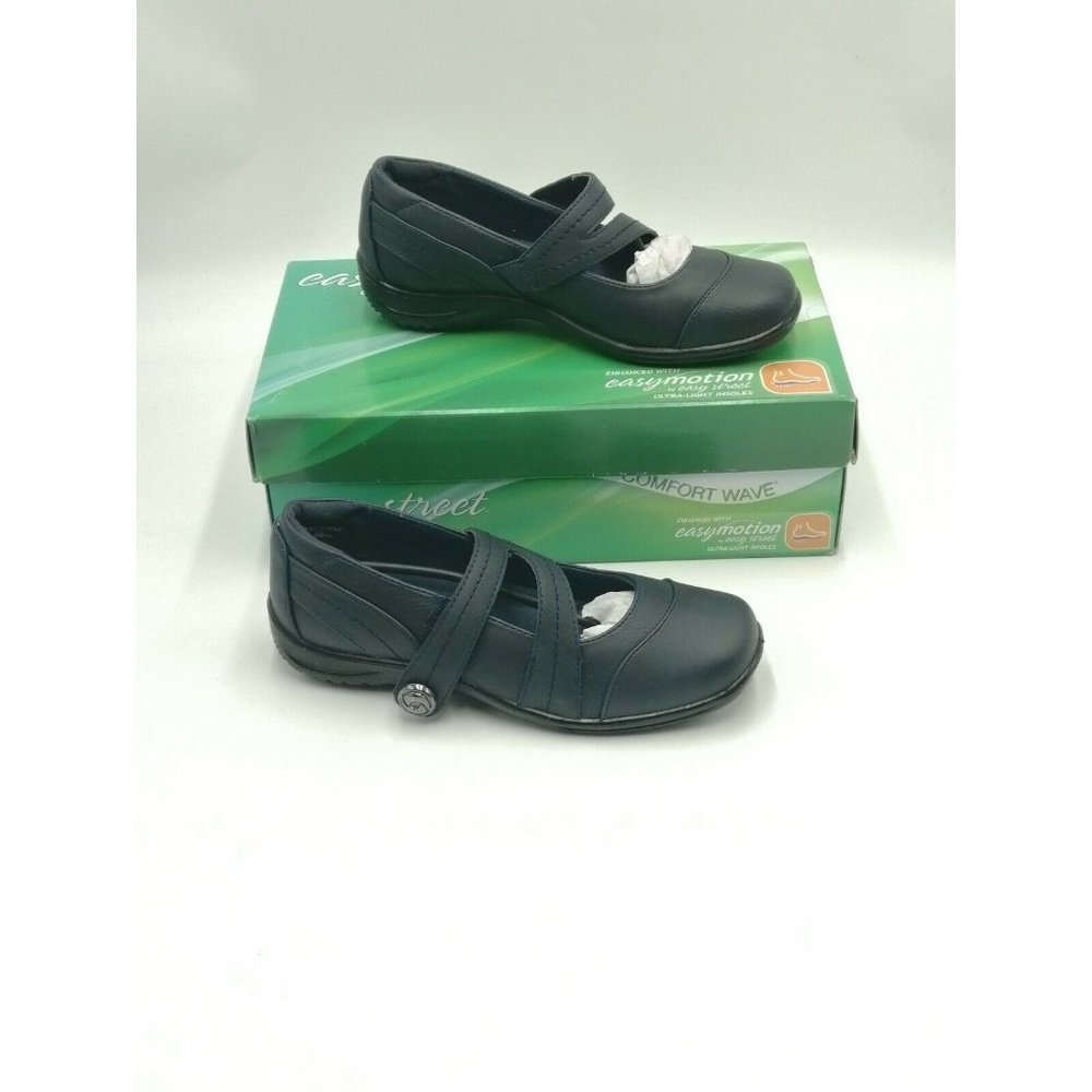 Easy Street Mary Closed Toe Mary Jane Flats Navy Blue Women’s US 5.5M New